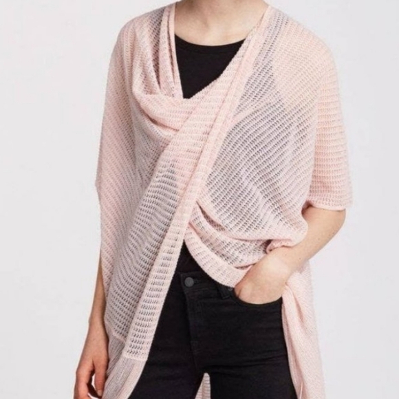 NWT AllSaints ITAT Twist Tee Candy Pink Sweater poncho sz XS - Picture 1 of 10